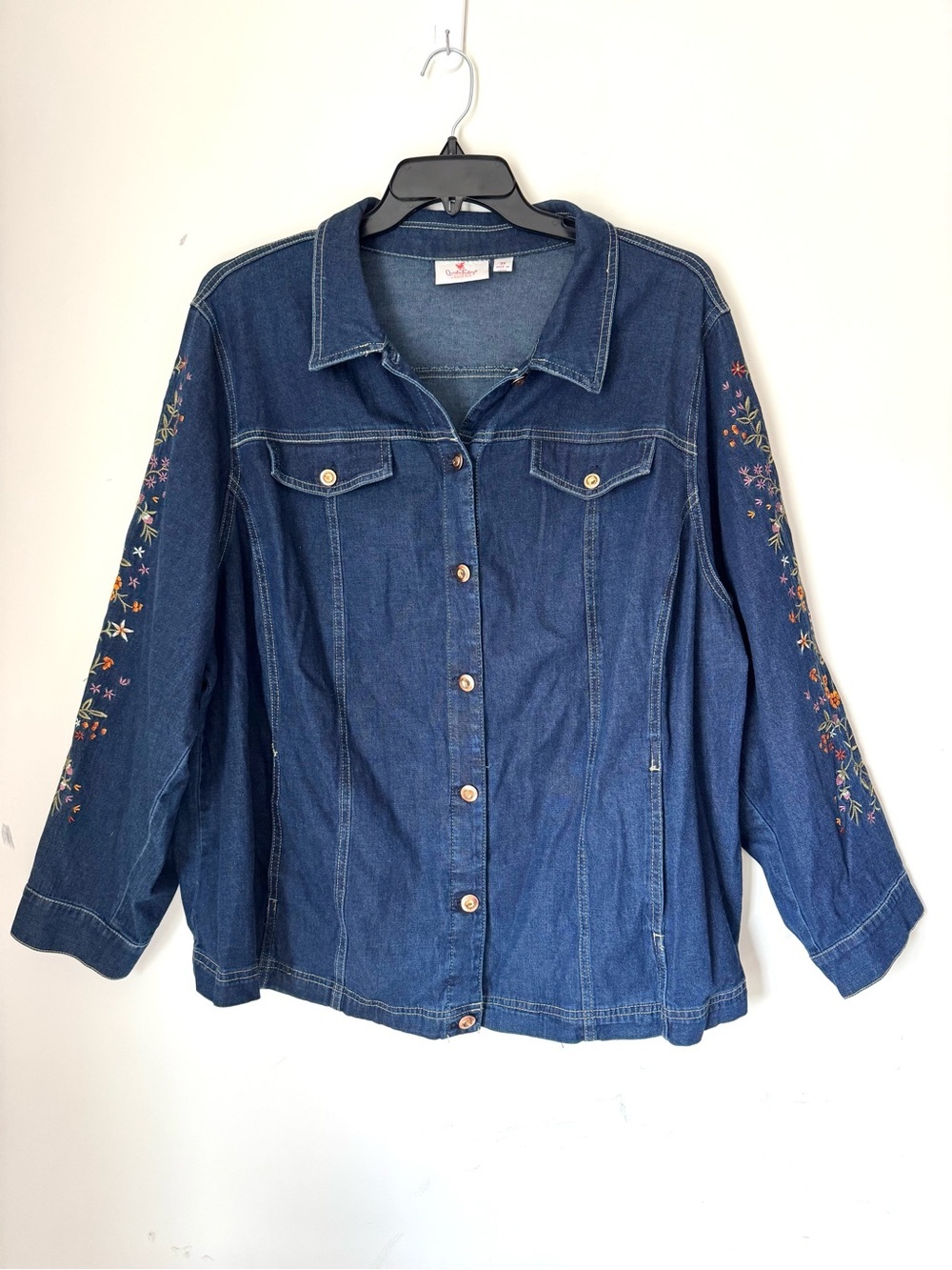 Quacker Factory embroidered jean jacket 3X Shacket